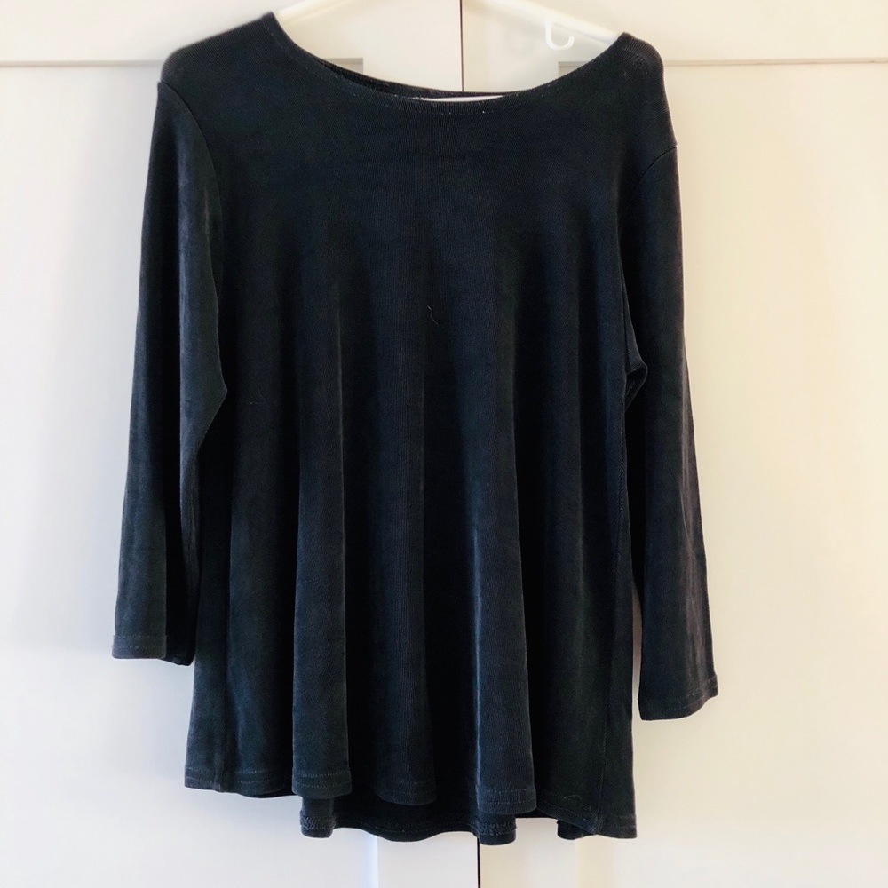 Teddie Tillett Girls Black Jersey Stretchy Swing Top, size 6